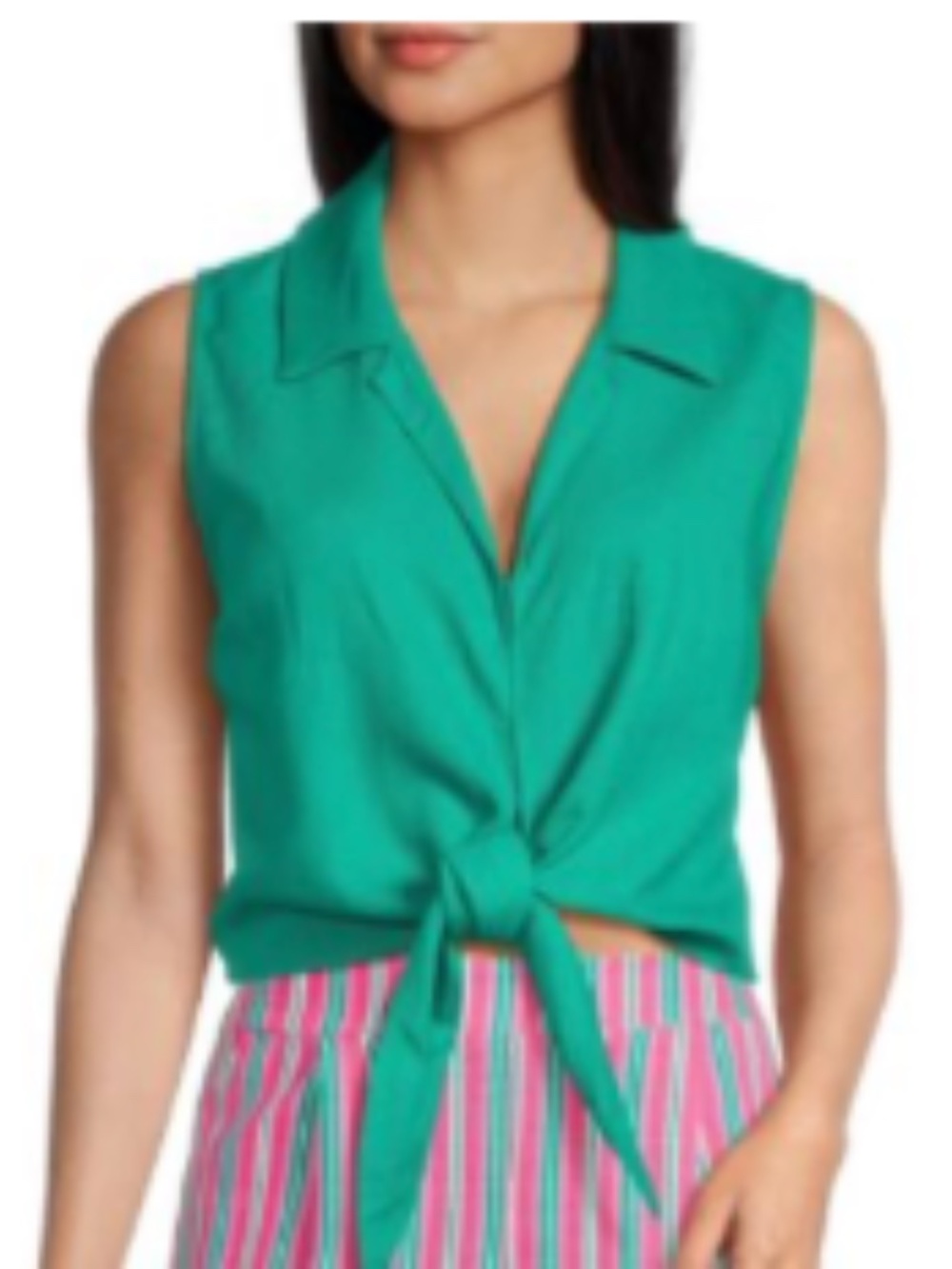 Copper Key Linen Blend Crop Top Kelly Green Size S